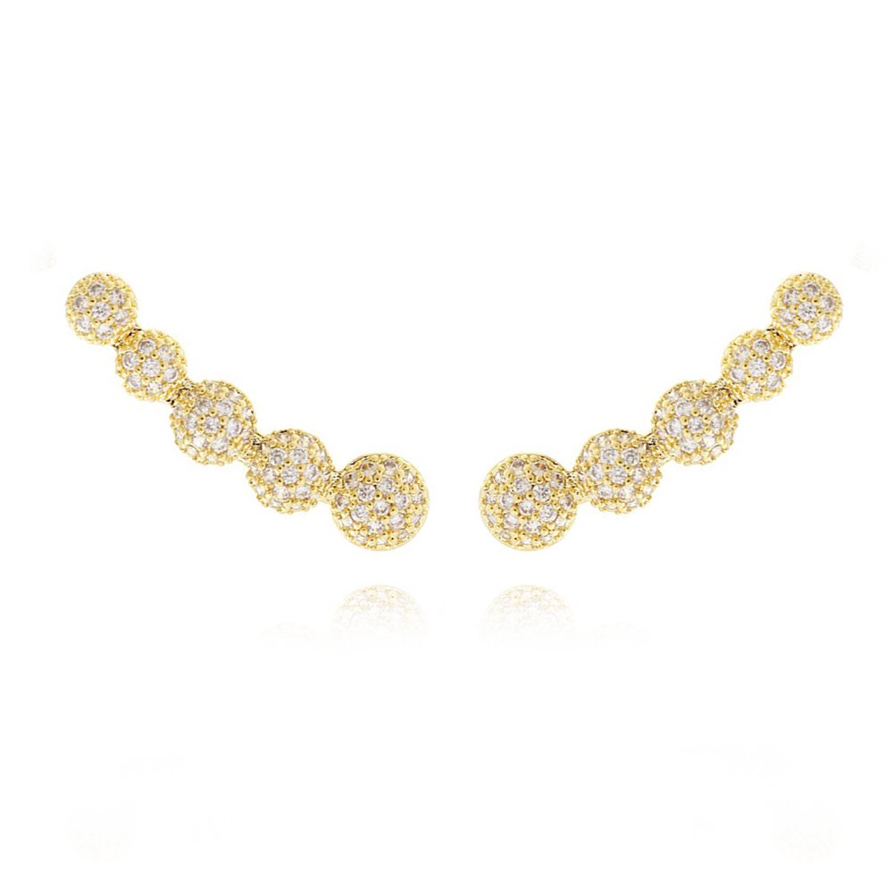 Brd-917-Do Brinco Ear Cuff Bolinhas Cravejadas Cristais