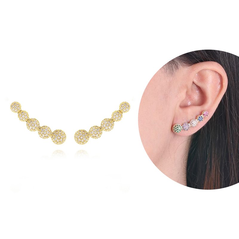 Brd-917-Do Brinco Ear Cuff Bolinhas Cravejadas Cristais