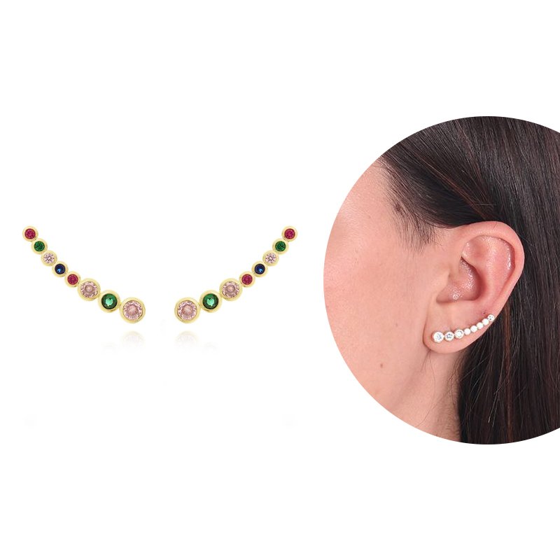 Brd-925-Do Brinco Ear Cuff Cravação Inglesa Colorido