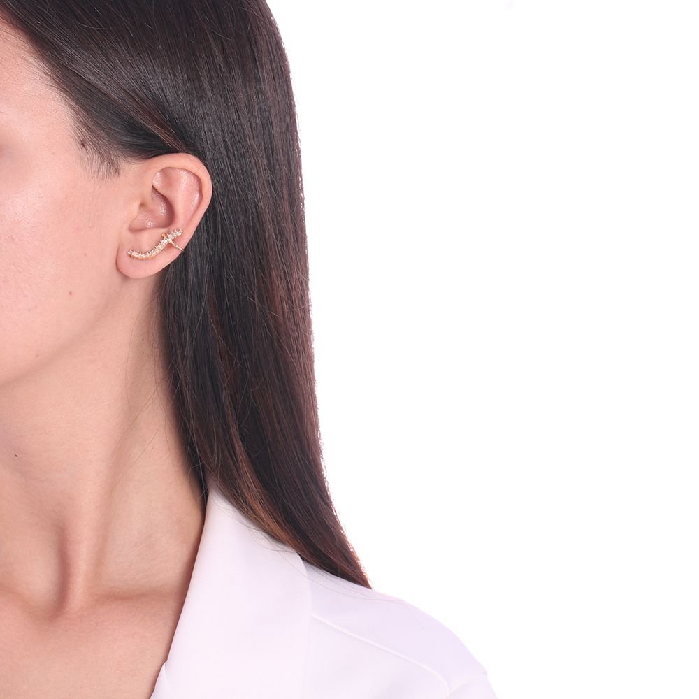 Brd-926-Do Brinco Ear Cuff Cravejado Com Micro Zircônias