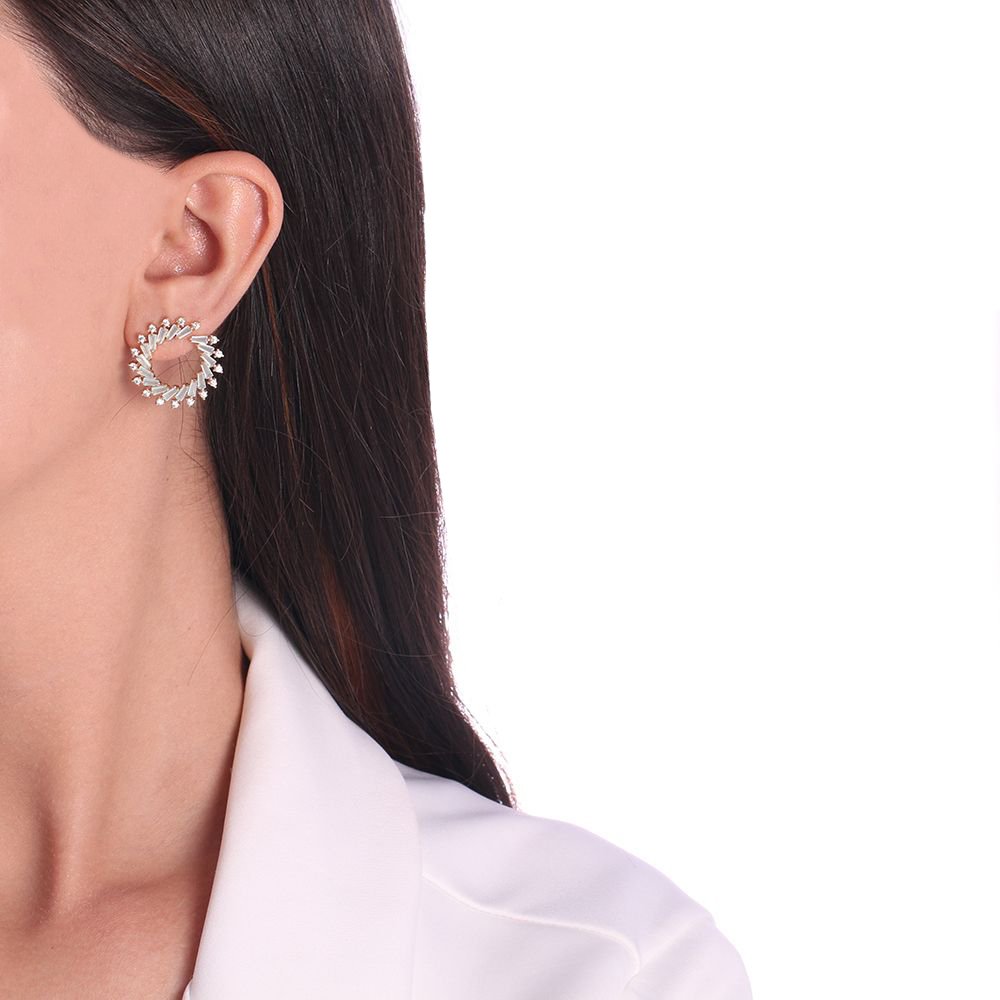 Brd-947-Do Brinco Cravejado Verde Leitoso + Cristal