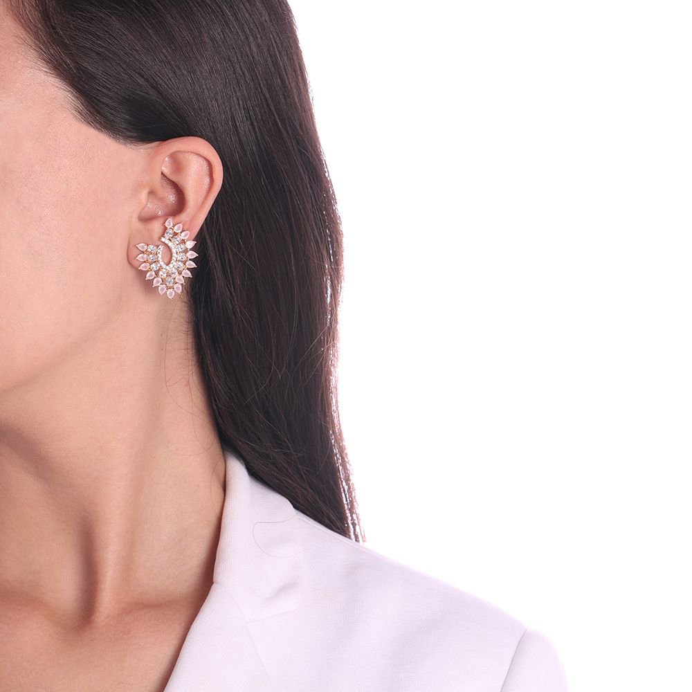 Brd-948-Do Brinco Cravejado Com Zircônias Azul Claro + Cristal