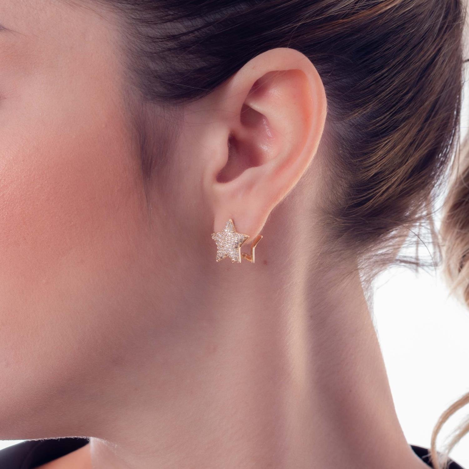 Brd-1449-Do Brinco De Estrela Cravejado De Zircônias Cristal.