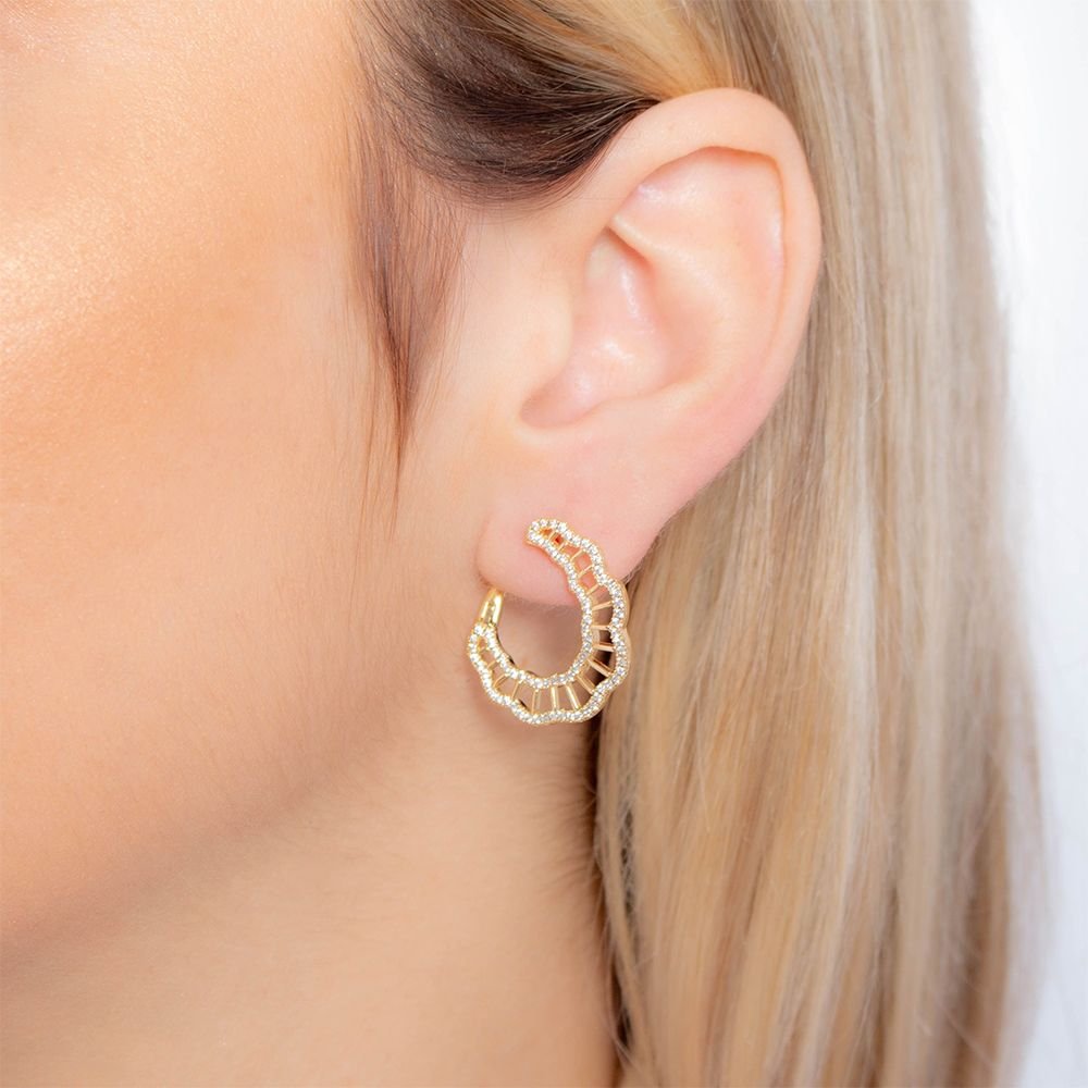 Brf-1015-Do Brinco Detalhado Cravejado De Zircônias.