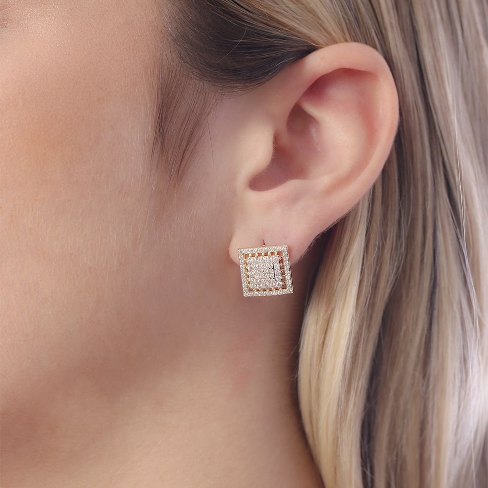 Brf-1031-Do Brinco Quadrado Cravejado De Zircônias. Brf-1031-Do Brinco Quadrado Cravejado De Zircônias.