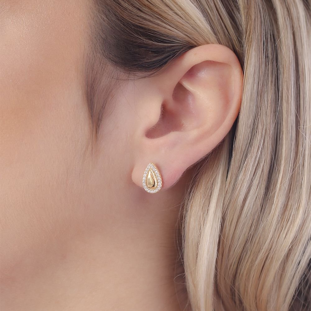 Brf-1040-Do Brinco De Gota Cravejada De Zircônias. Brf-1040-Do Brinco De Gota Cravejada De Zircônias.