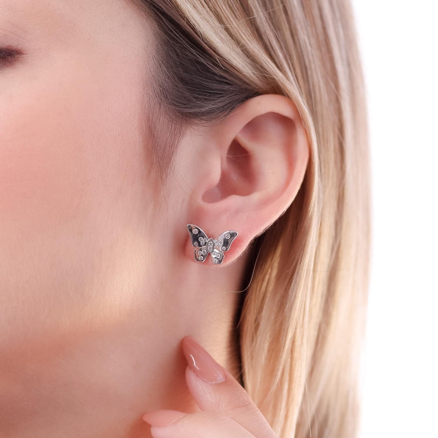 Brd-1050-Rd Brinco De Borboleta Cravejado De Zircônias Cristal.