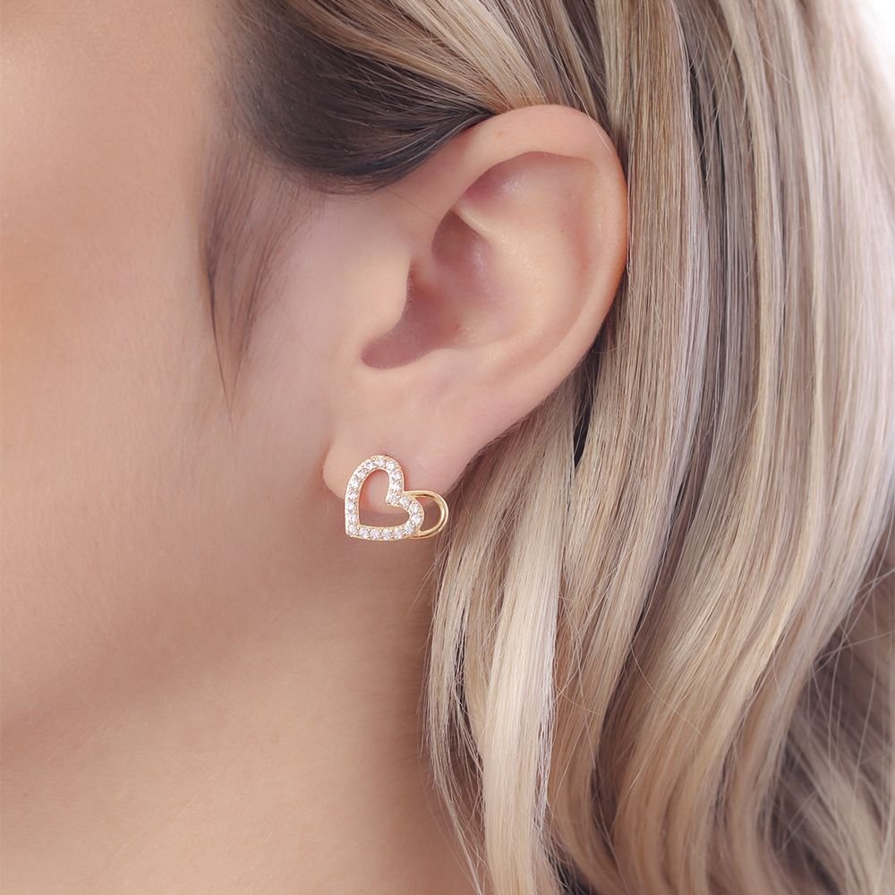 Brf-1066-Do Brinco De Coração Cravejado De Zircônias. Brf-1066-Do Brinco De Coração Cravejado De Zircônias.