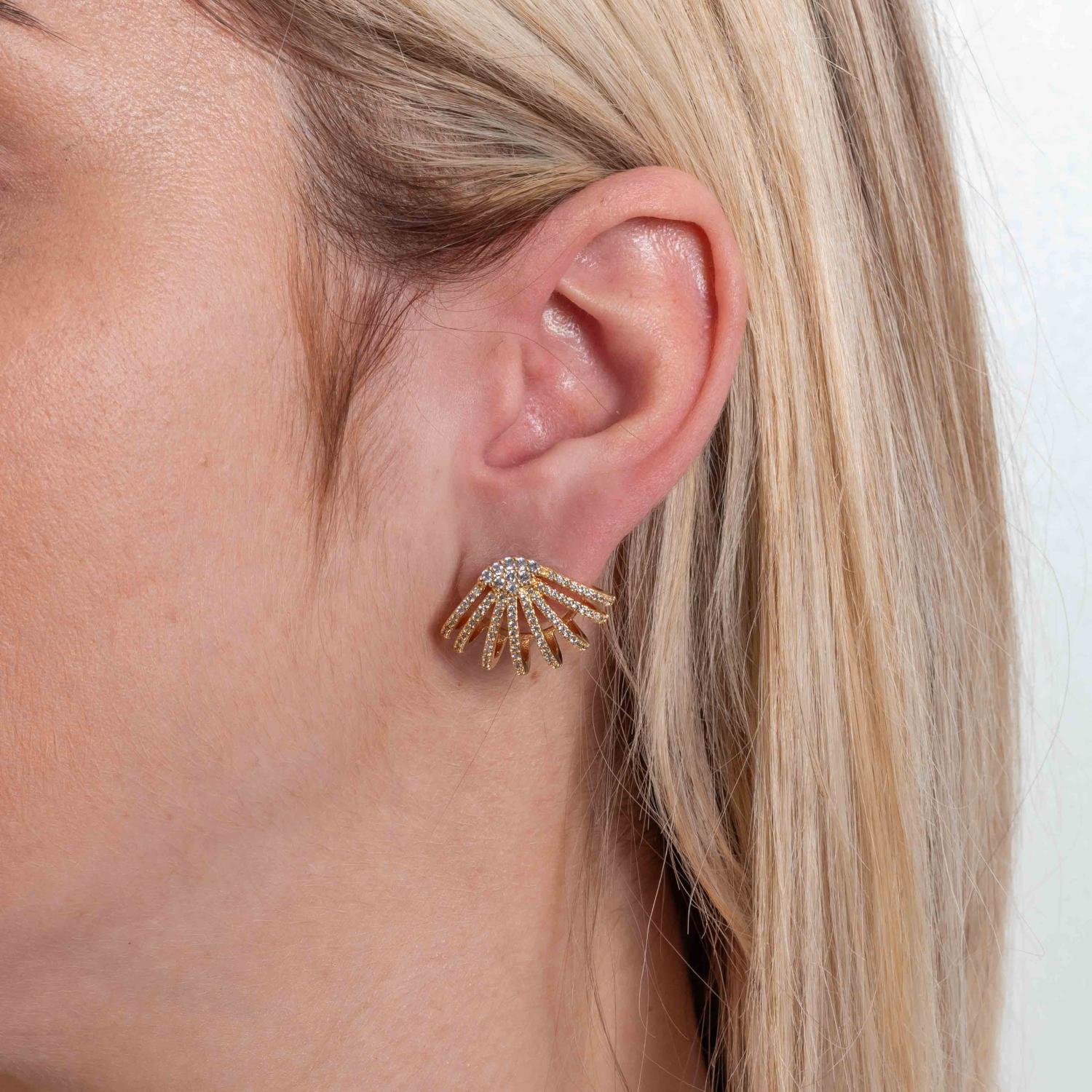 Brf-1214-Do Brinco Ear Hook Cravejado De Zircônias Cristais.