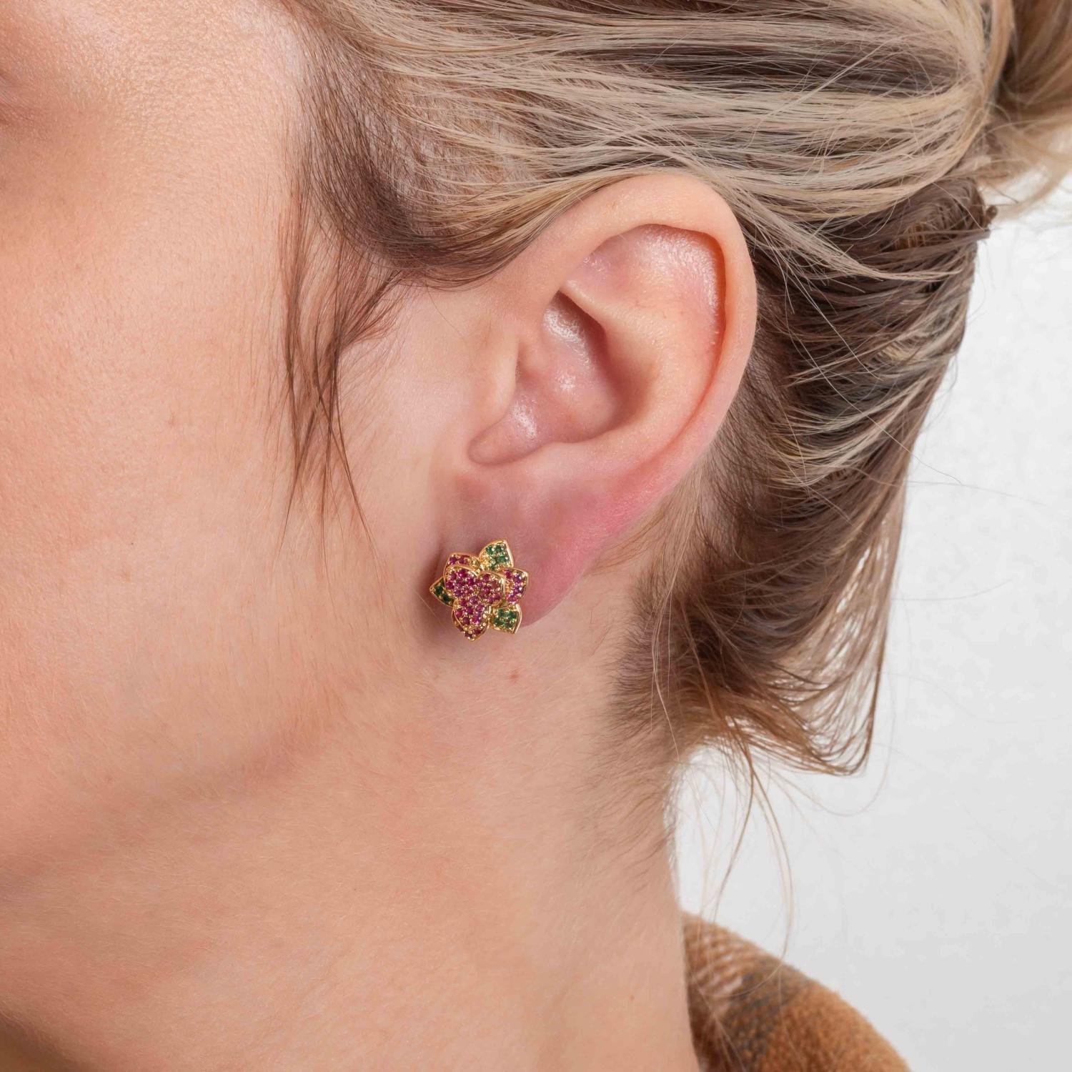 Brf-1219-Do Brinco De Flor Cravejado De Zircônias Rosa.