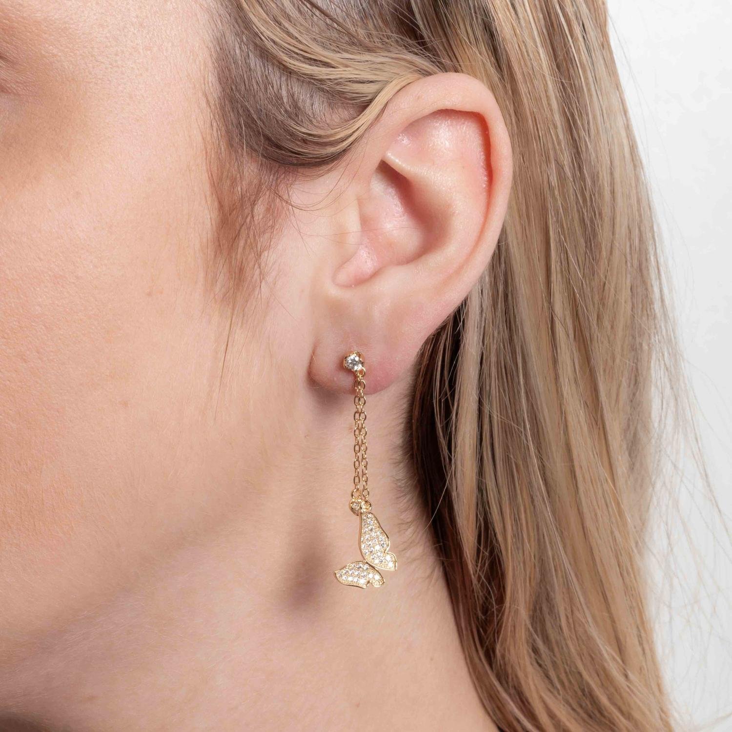 Brf-1243-Do Brinco Pêndulo De Borboleta Cristal.