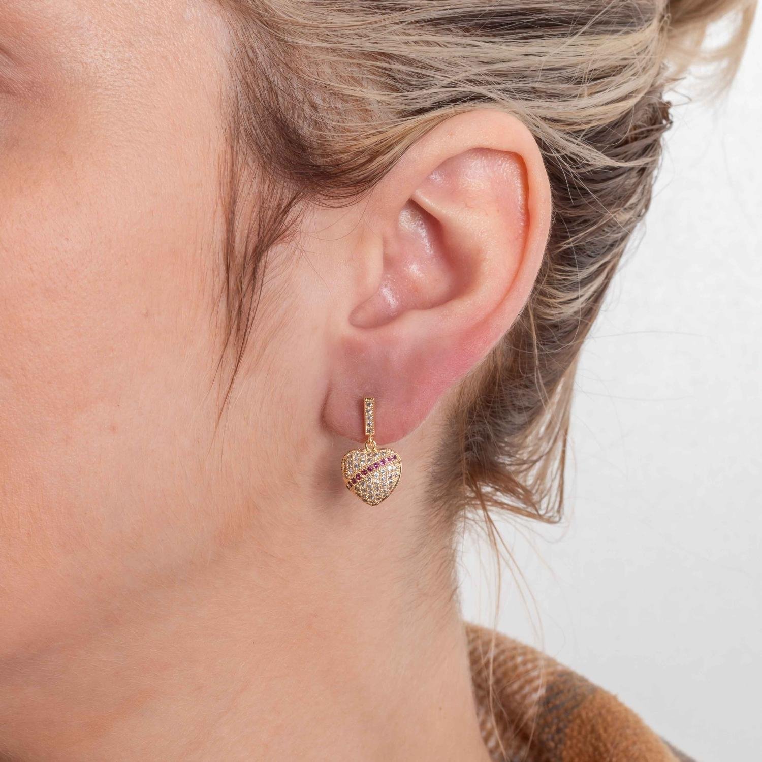 Brf-1274-Do Brinco De Coração Cravejado Cristal + Azul Escuro.