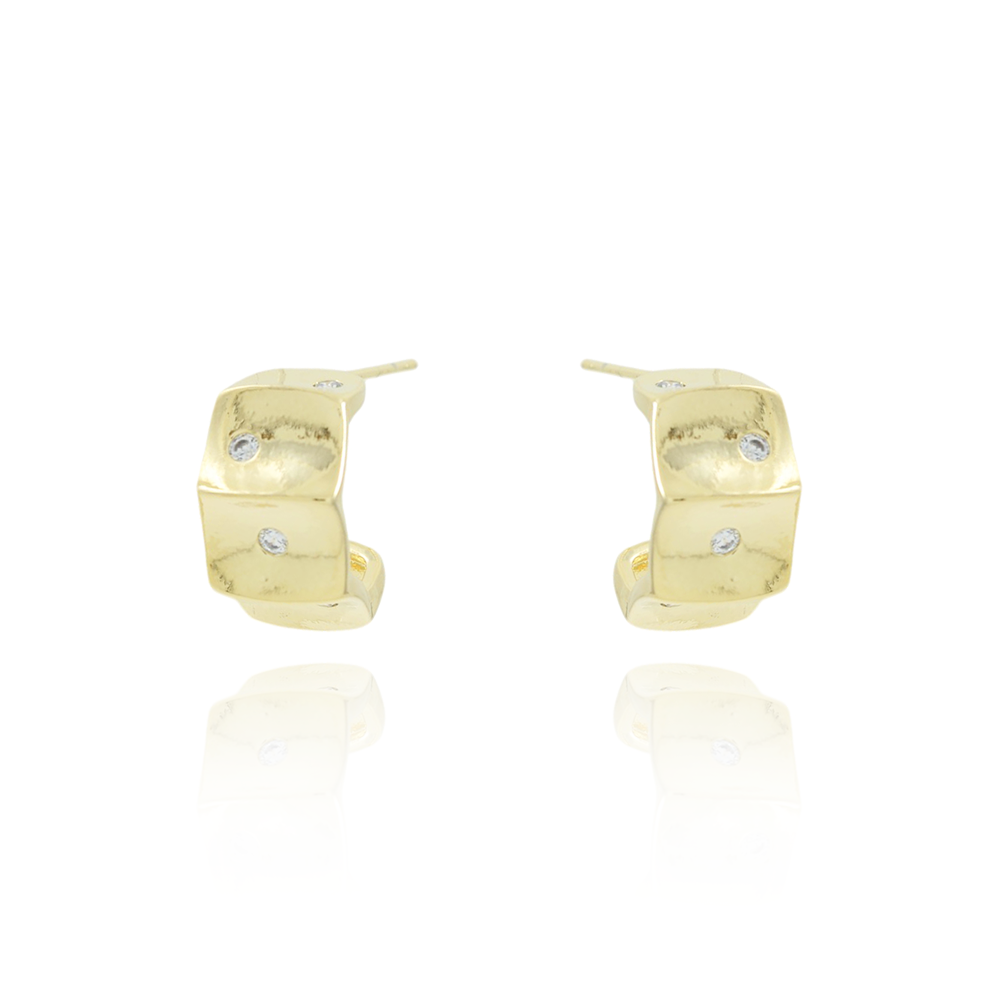Brf-1312-Do Brinco Meia Argola Cravejado Com Zircõnia Cristal.