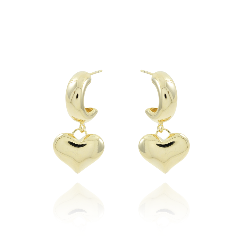 Brf-1319-Do Brinco Meia Argola Com Pingente De Coração.