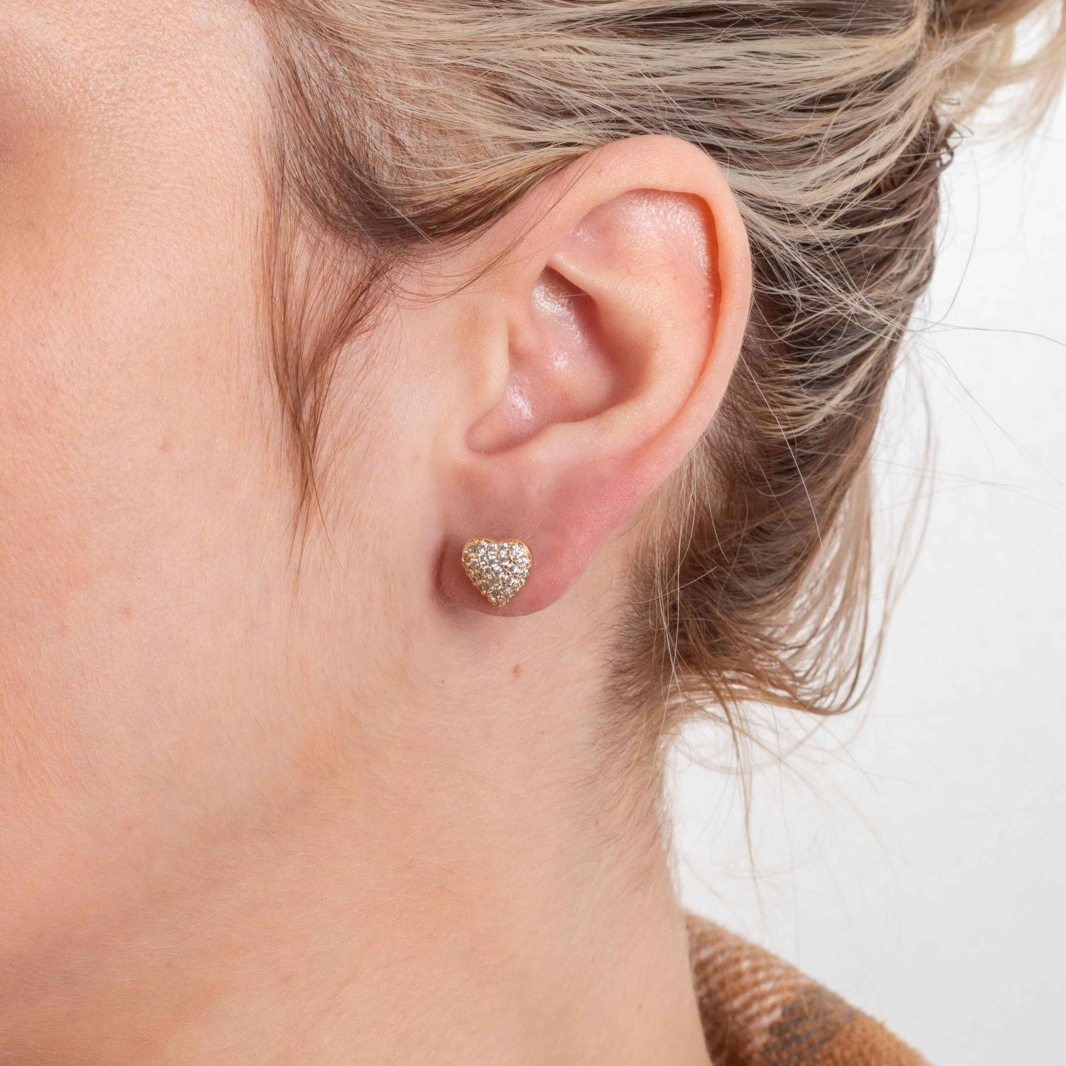 Brf-1350-Do Brinco De Coração Cravejado De Zircônias Cristais.