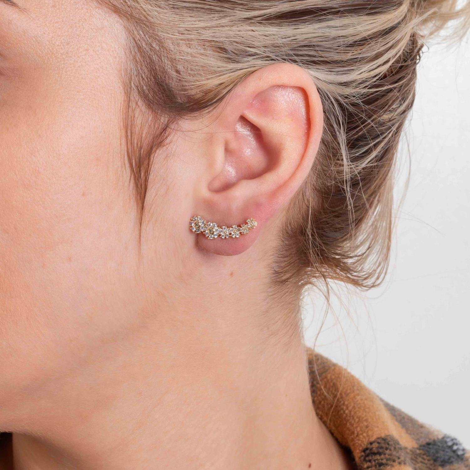 Brf-1359-Do Brinco Ear Cuff De Florzinhas Cristais.