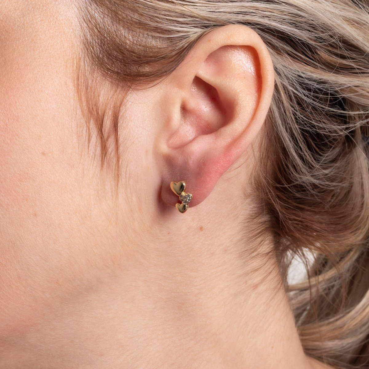 Brf-1416-Do Brinco De Corações Liso E Cravejado Cristal.