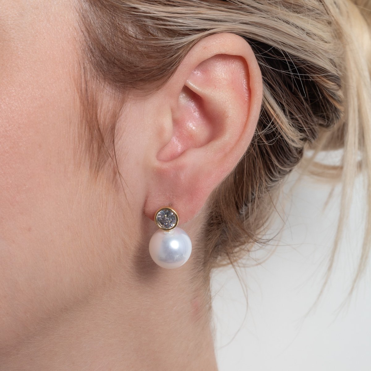 Brf-1454-Do Brinco Ponto De Luz Cristal Com Pérola.