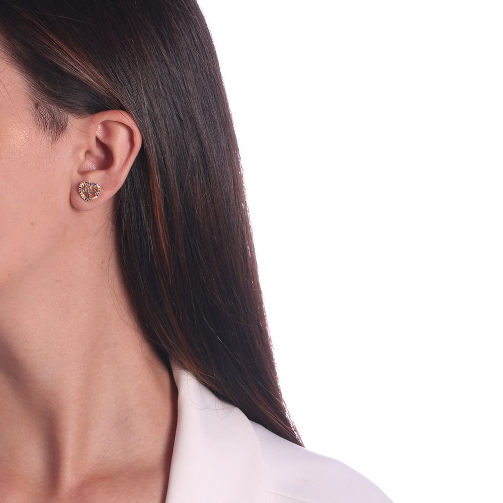 Brf-364-Do Brinco De Coração Com Árvore Da Vida Colorida