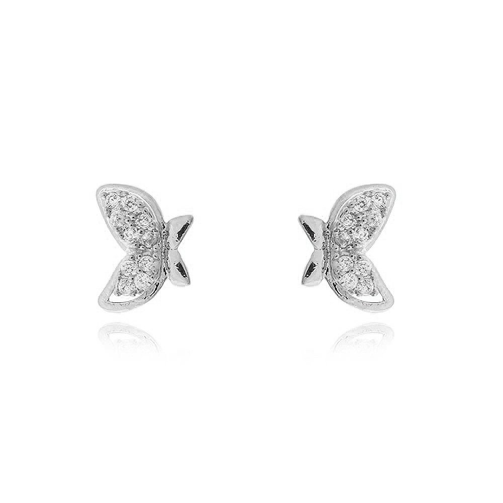 Brf-645-Pl Brinco De Borboleta Cravejado Platina