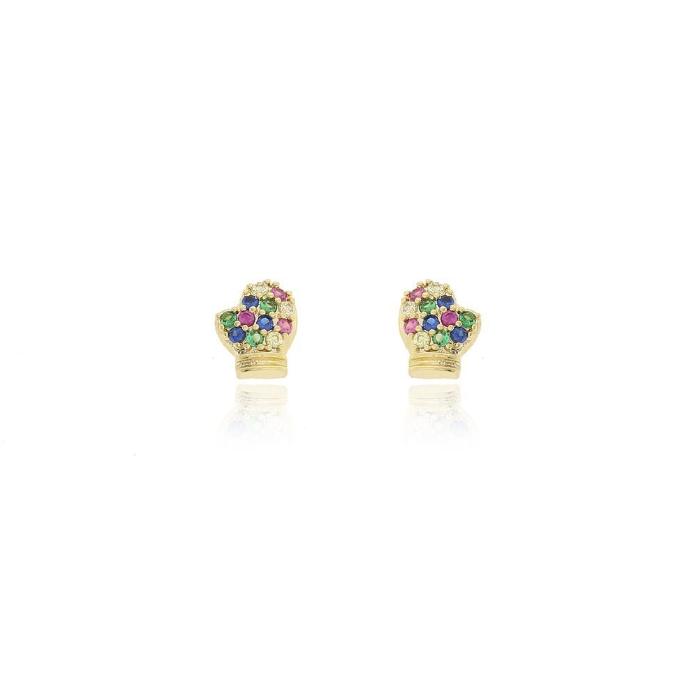 Brf-647-Do Brinco De Coração Cravejado Com Micro Zircônias C