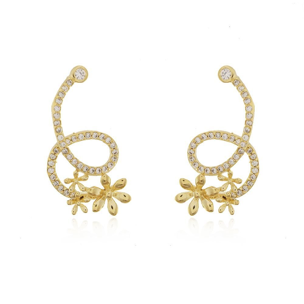 Brf-743-Do Brinco Com Flores Cravejado Com Micro Zircônias