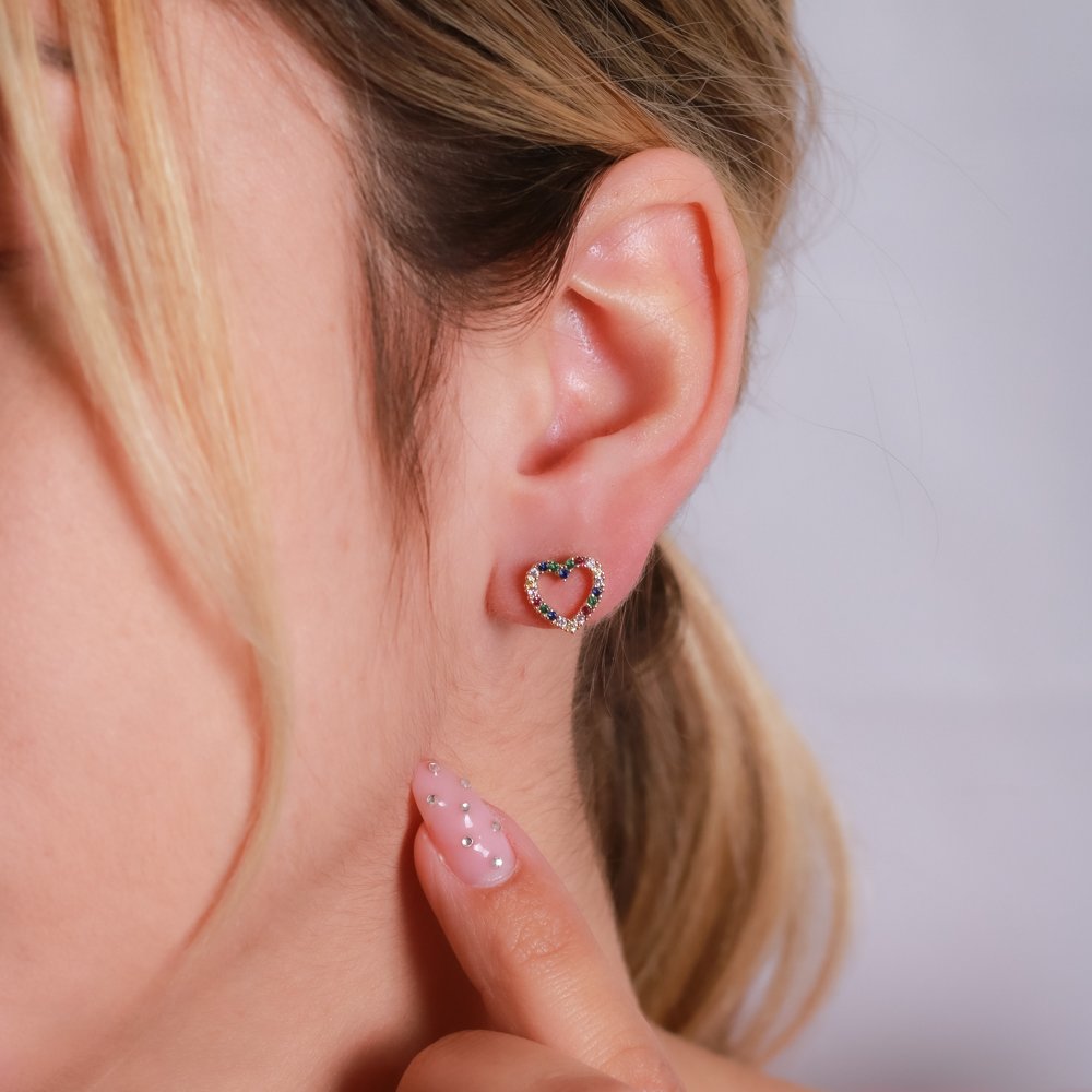 Brf-794-Do Brinco De Coração Vazado Cravejado Cristal