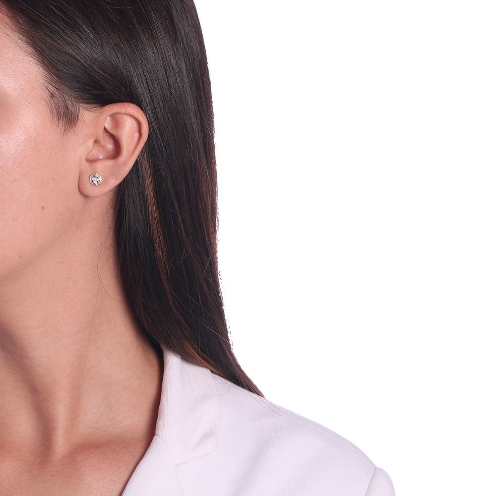 Brf-801-Fo Brinco Hexagonal Cravejada Com Micro Zircônias