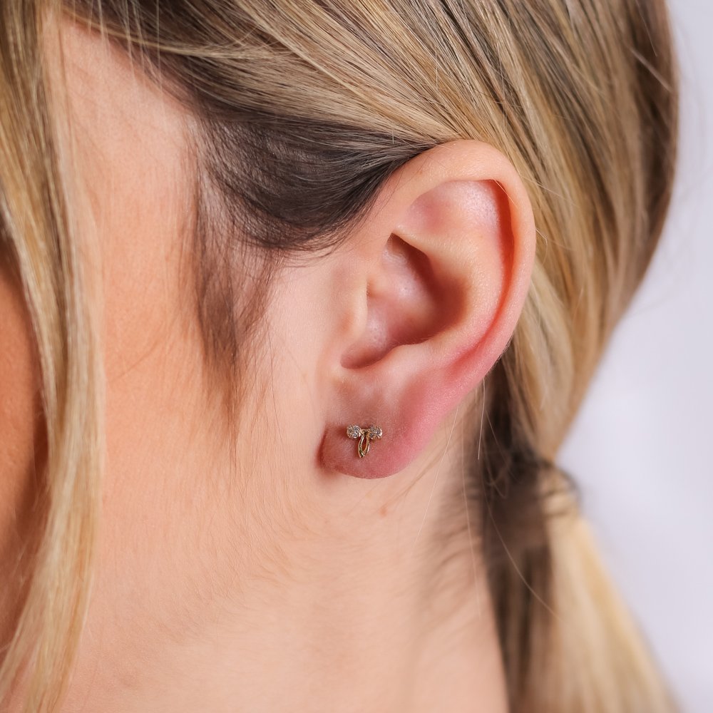 Brf-803-Do Brinco De Laço Cravejado Com Micro Zircônias