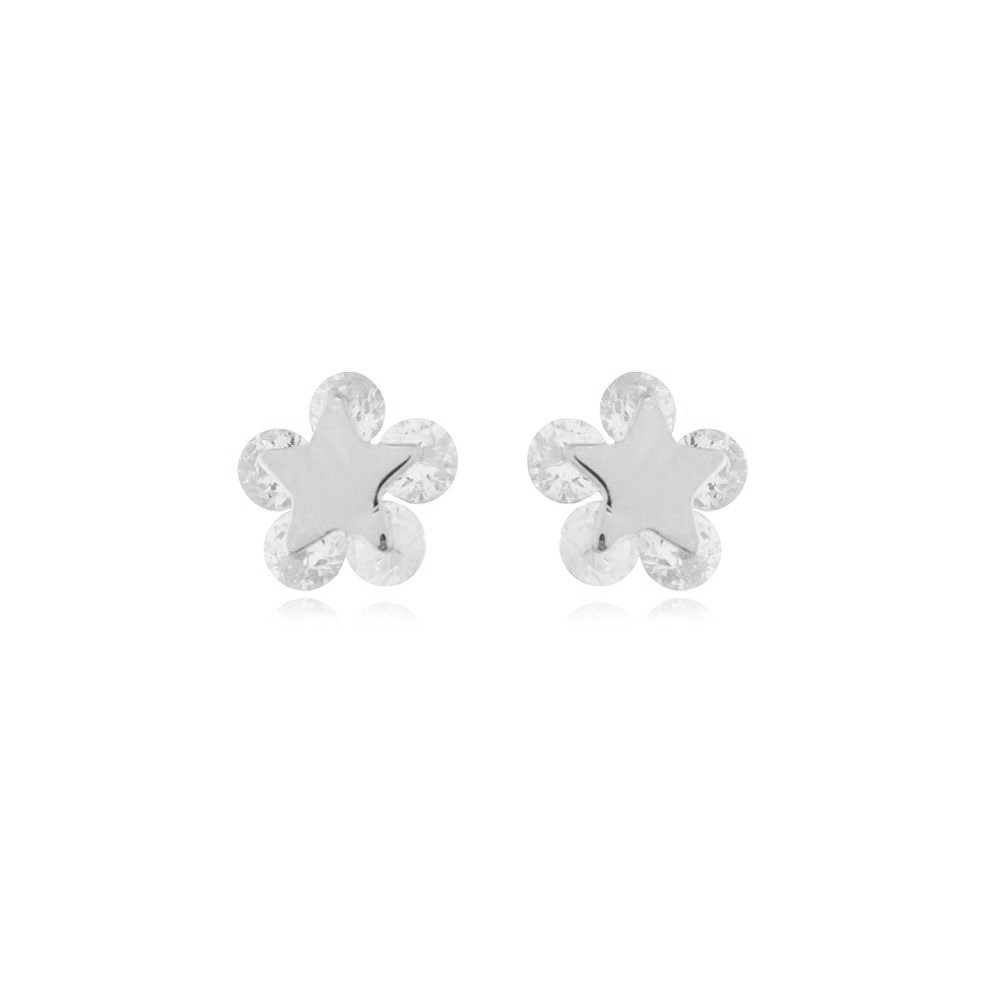 Brf-809-Pl Brinco De Flor Cristal