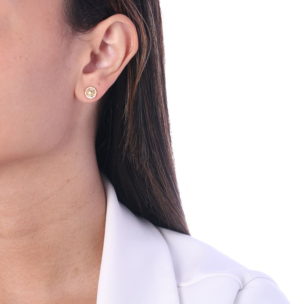 Brf-834-Do Brinco Cravejado Com Micro Zircônias Coloridas