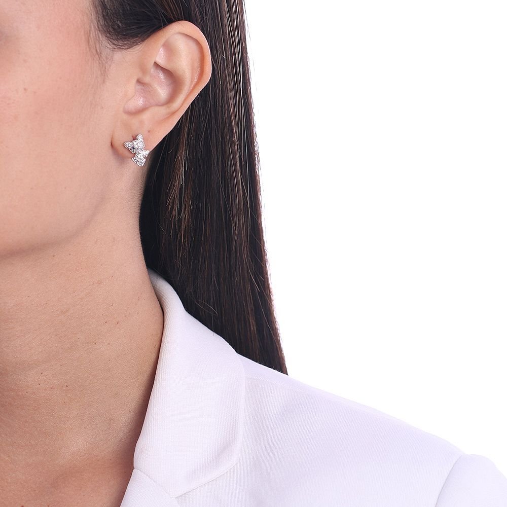 Brf-846-Pl Brinco De Gatinho Cravejado Com Micro Zircônias