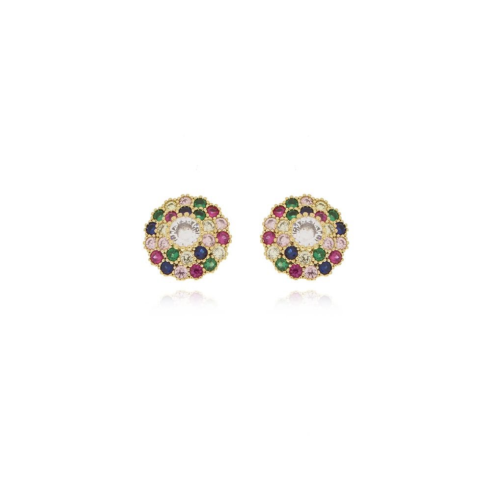 Brf-849-Do Brinco De Flor Cravejada Com Micro Zircônias