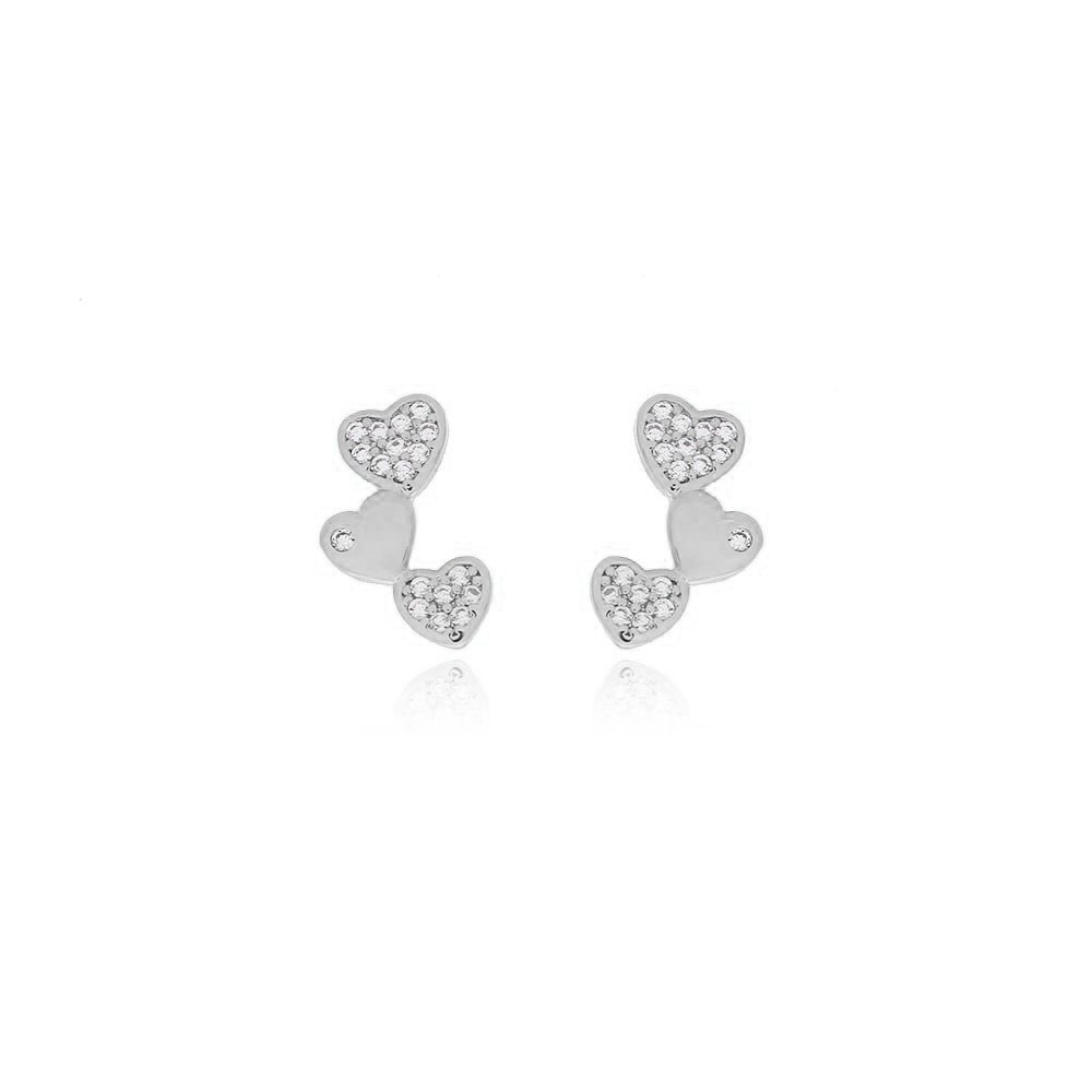 Brf-851-Pl Brinco De Corações Cristal