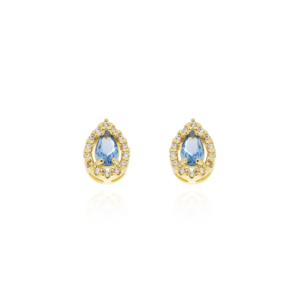 Brf-901-Do Brinco Gota Cravejado Colorido E Esmeralda