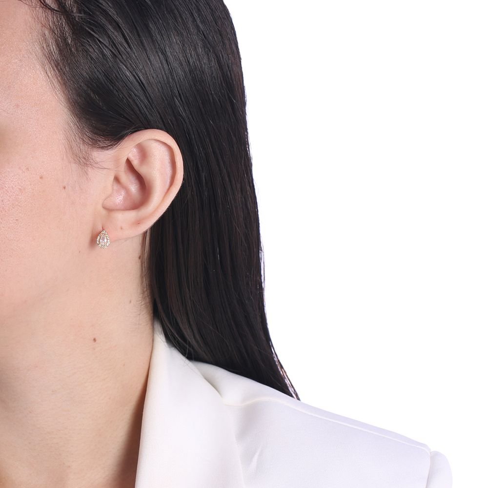 Brf-901-Do Brinco Gota Cravejado Colorido E Esmeralda