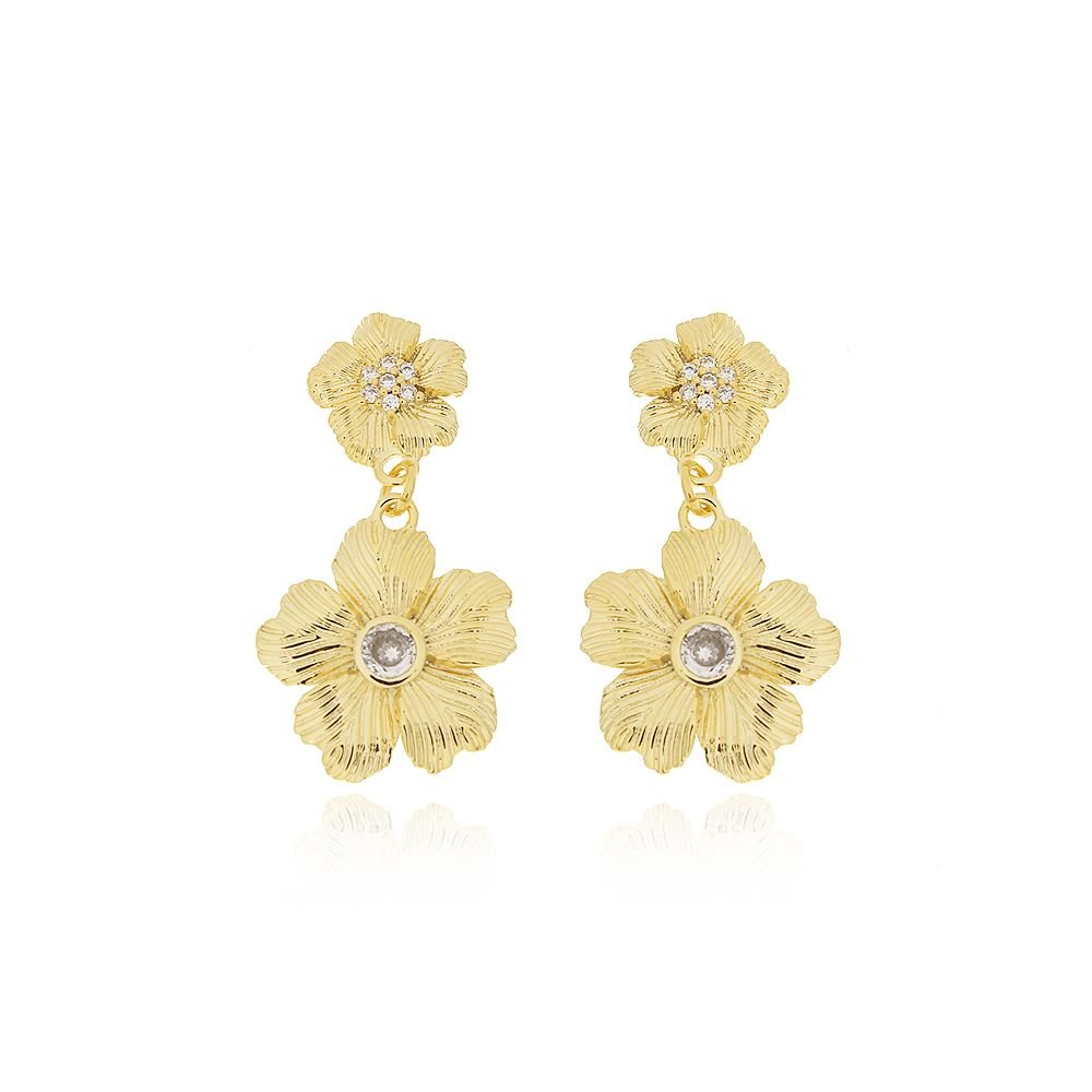 Brf-903-Do Brinco Floral Com Zircônias