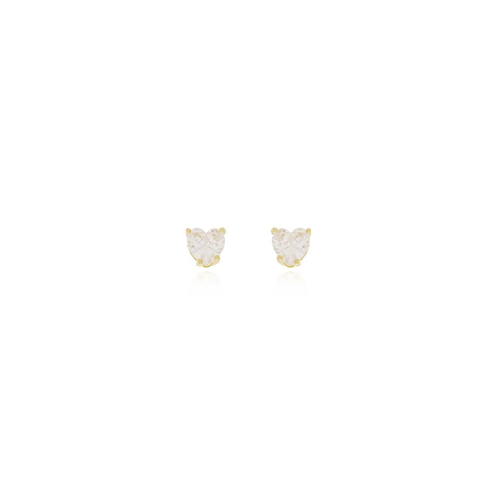 Brf-916-Do Brinco De Coração Com Pedra Cristal (6mm)