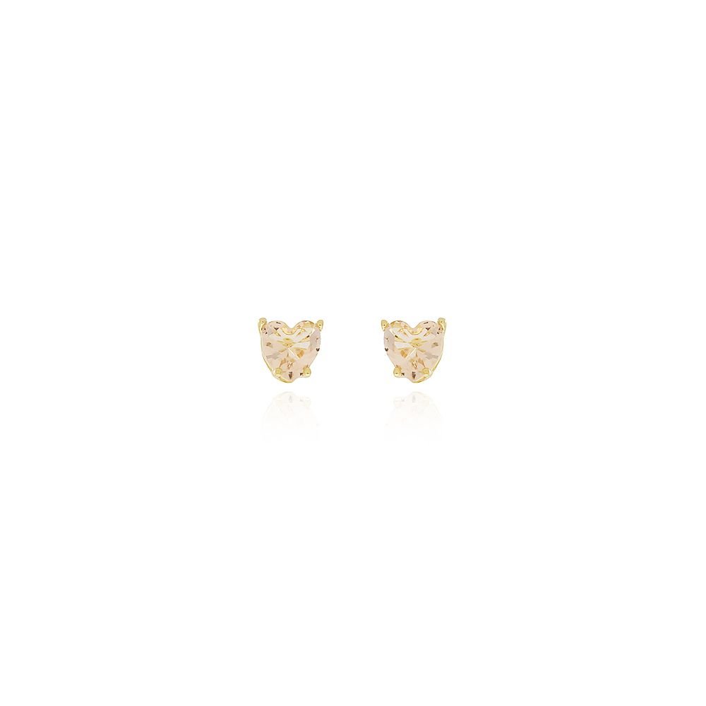 Brf-916-Do Brinco De Coração Com Pedra Cristal (6mm)