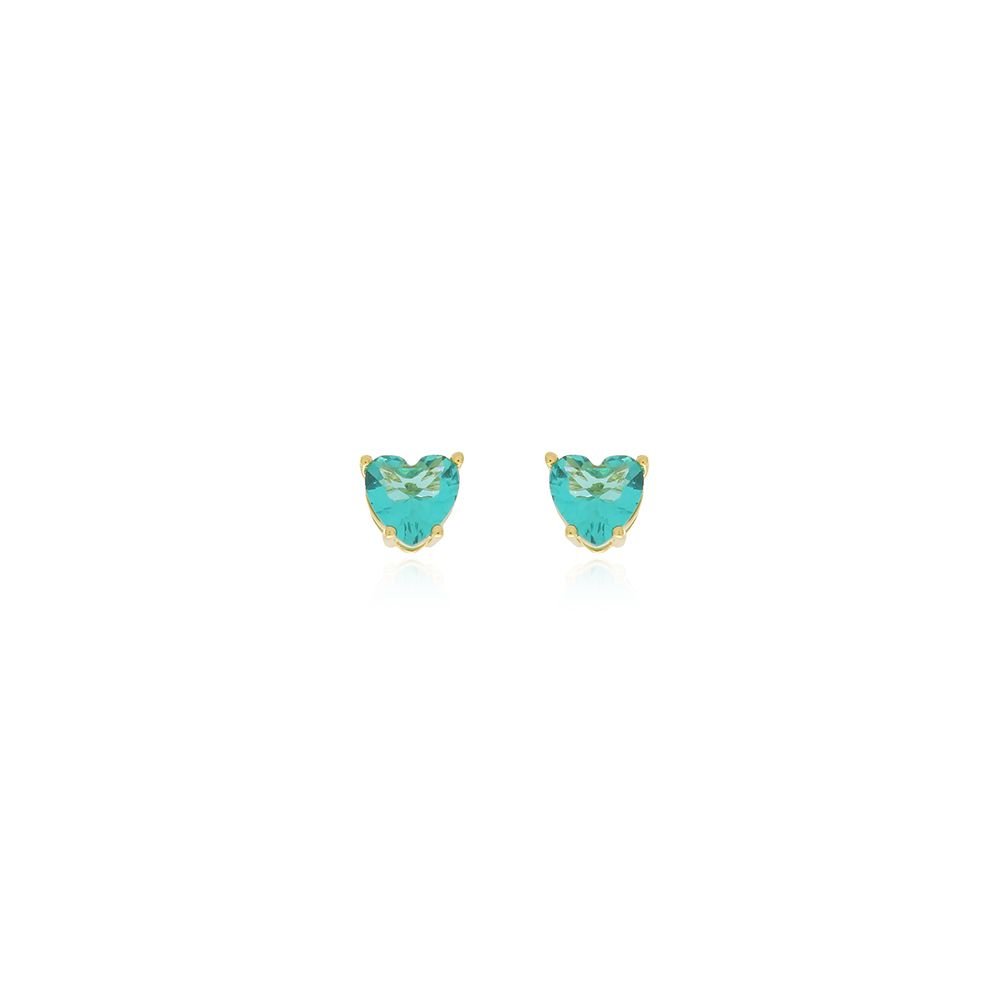 Brf-916-Do Brinco De Coração Com Pedra Cristal (6mm)