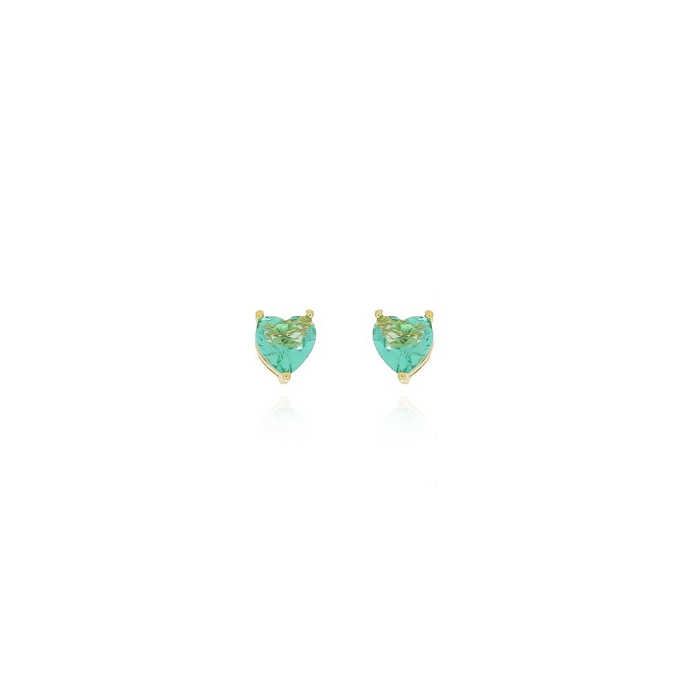 Brf-916-Do Brinco De Coração Com Pedra Cristal (6mm)