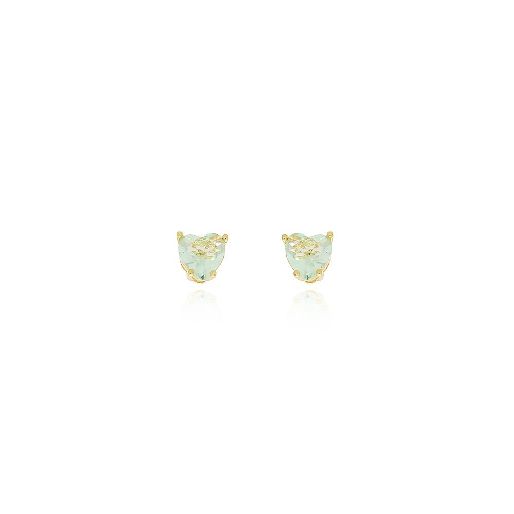 Brf-916-Do Brinco De Coração Com Pedra Cristal (6mm)