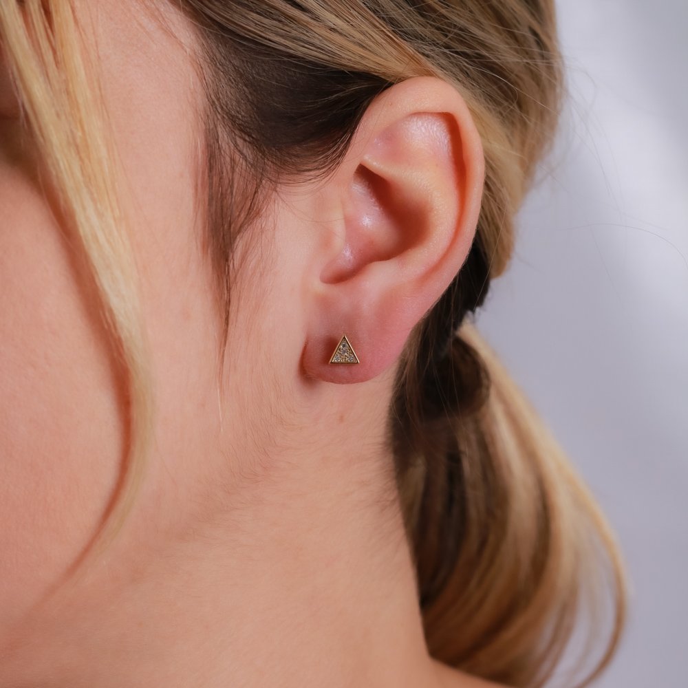 Brf-932-Do Brinco De Triângulo Cravejado Cristal