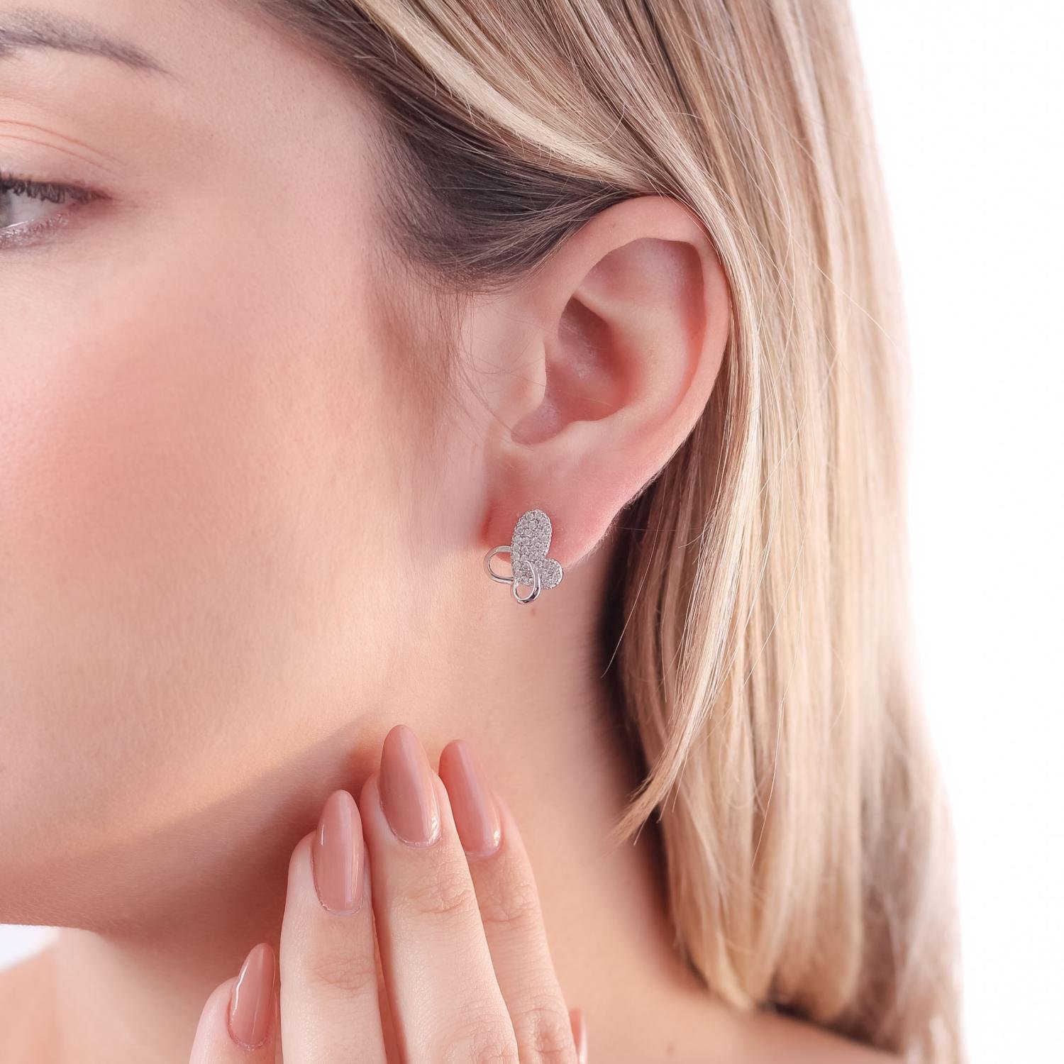 Brf-940-Rd Brinco De Borboleta Cravejado De Zircônias Cristal.