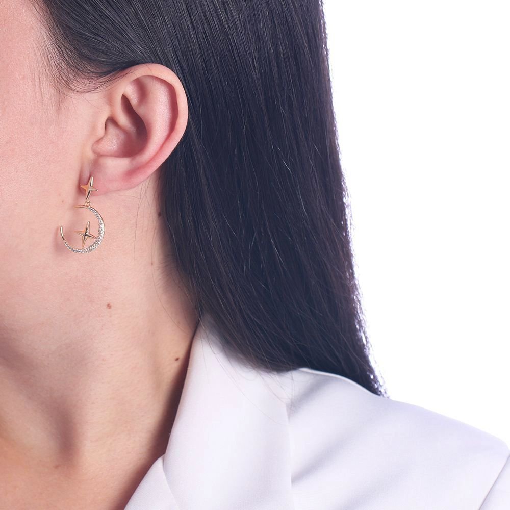 Brf-952-Do Brinco De Lua E Estrela Cravejado Cristal