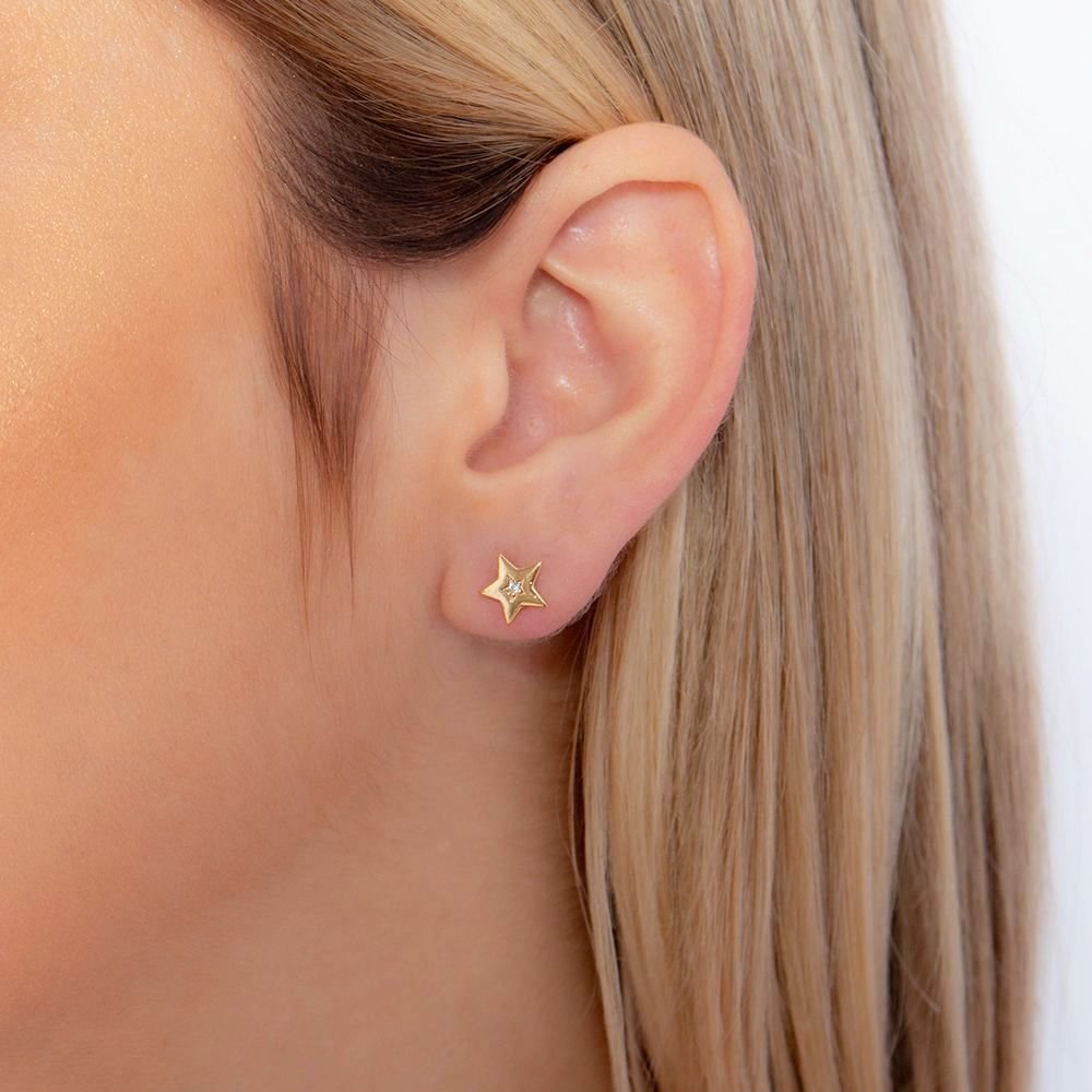 Brf-999-Do Brinco De Estrela Cravejada De Zircônia. Brf-999-Do Brinco De Estrela Cravejada De Zircônia.