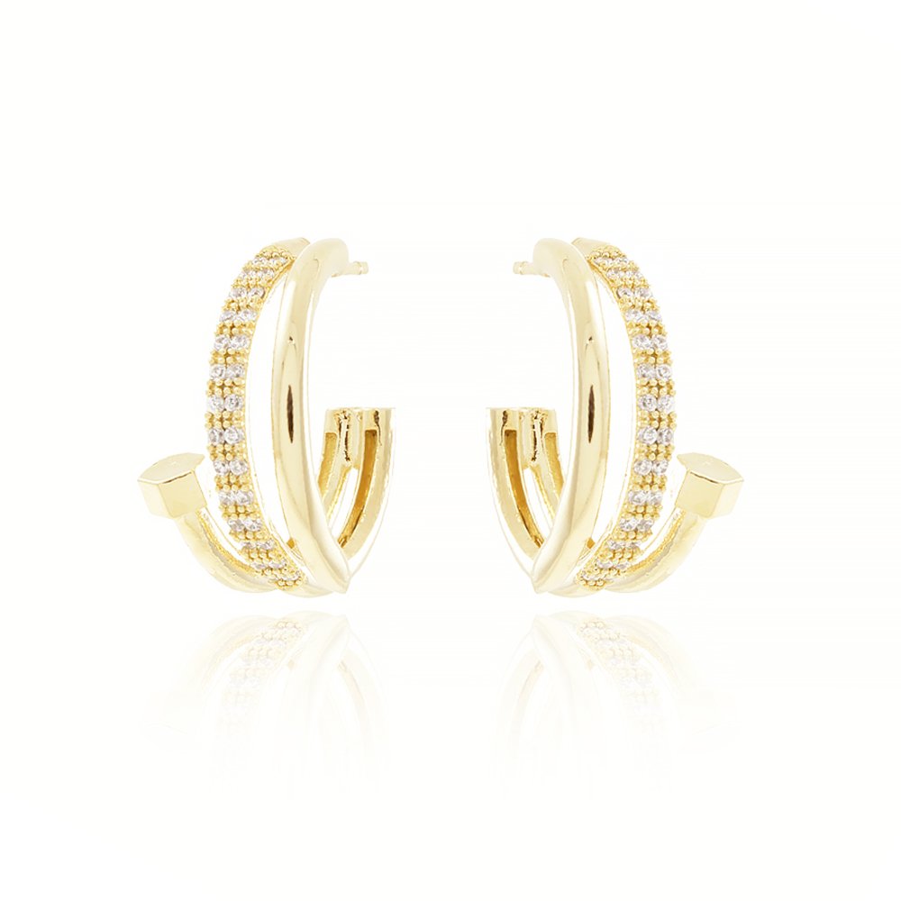 Bri-1075-Do Brinco Meia Argola Detalhada Cravejada De Zircônias (17mm)