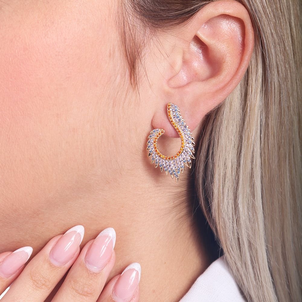 Bri-1101-Do Brinco Detalhado Cravejado De Zircônias Coloridas