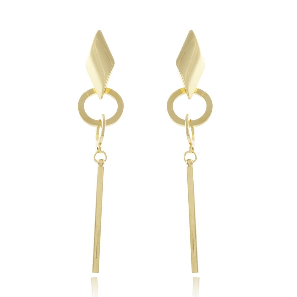 Bri-39-Do Brinco Grande Geométrico Com Pêndulo