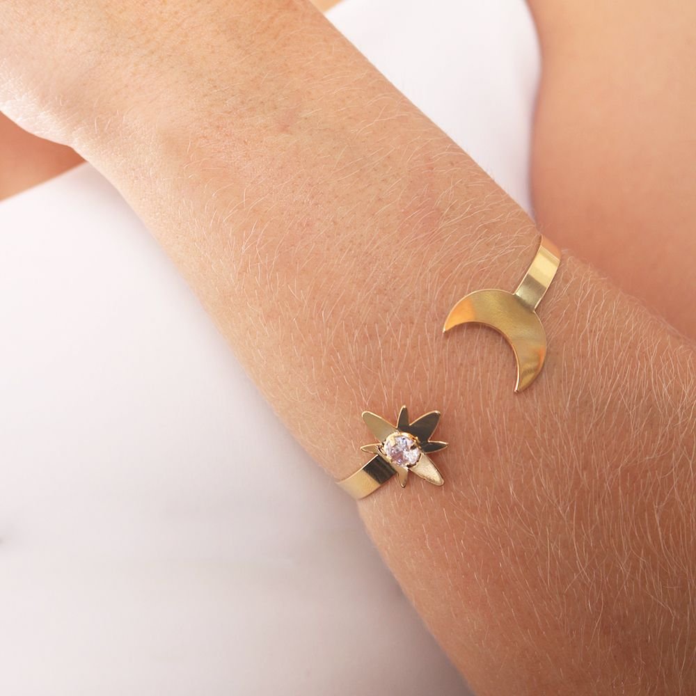 Brls-3841-Fo Bracelete Estrela E Lua Cristal.